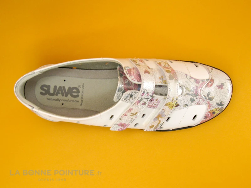 Suave LONDON 8017PT Spring White - Chaussure à Scratches Blanche Et Fleurie 8 Suave LONDON 8017PT Spring White - Chaussure à Scratches Blanche Et Fleurie – Image 6