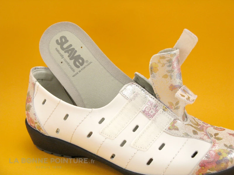 Suave LONDON 8017PT Spring White - Chaussure à Scratches Blanche Et Fleurie 7 Suave LONDON 8017PT Spring White - Chaussure à Scratches Blanche Et Fleurie – Image 5