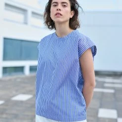 Eat Dust G.o.D Gardener Top Mayfair Poplin Cotton Blue & White Stripe