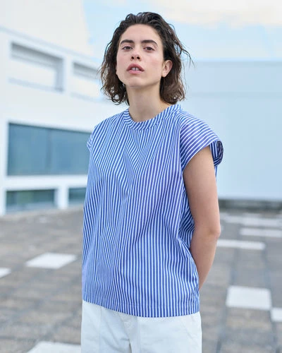 Eat Dust G.o.D Gardener Top Mayfair Poplin Cotton Blue & White Stripe 8 Eat Dust G.o.D Gardener Top Mayfair Poplin Cotton Blue & White Stripe – Image 6